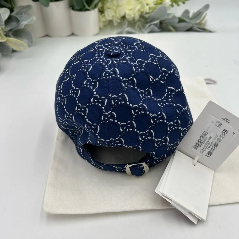 Men’s Gucci, blue shadow GG adjustable baseball cap size medium, made in Italy